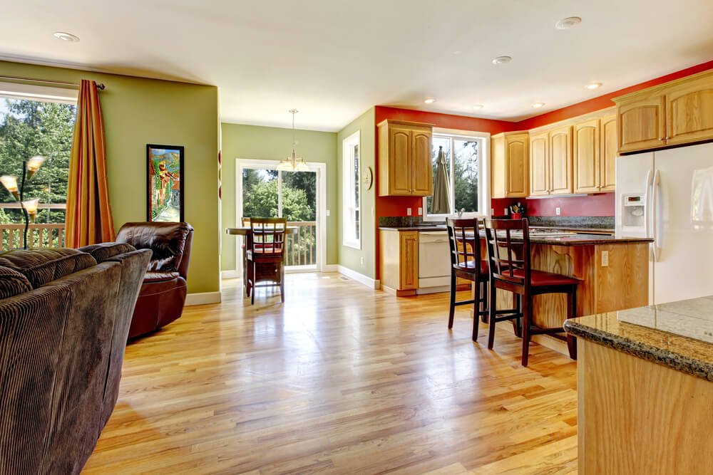 a refinished kitchen hardwood floor in the Escondido area