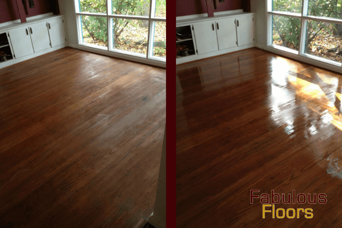 before and after hardwood floor refinishing in encinitas, ca