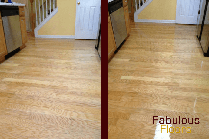 before and after of a floor being resurfaced