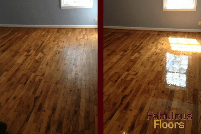 Before/After hardwood floor resurfacing in El Cajon