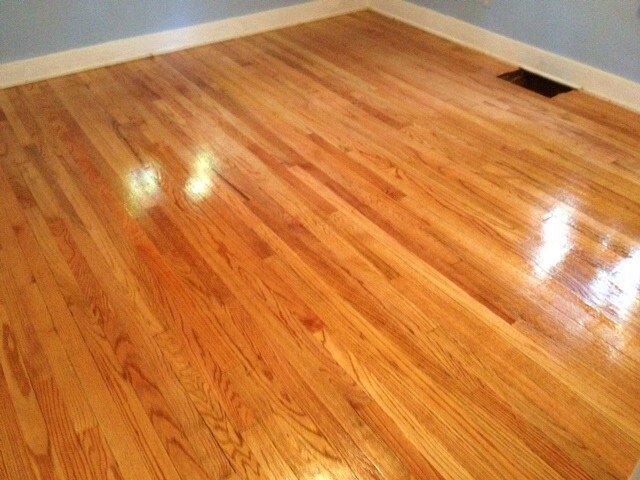 a recently refinished hardwood floor