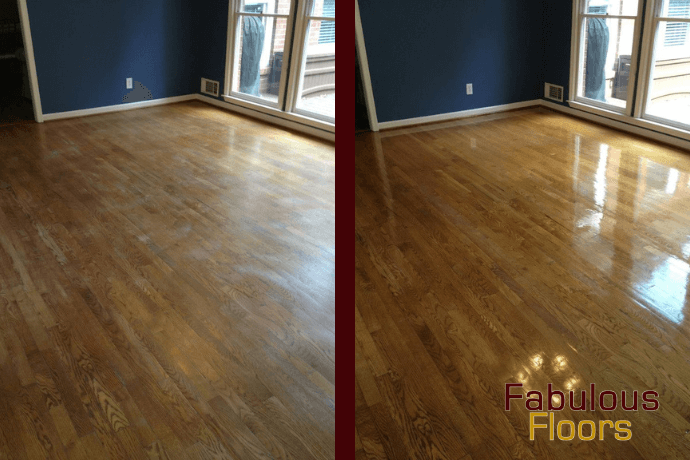 before and after wood floor refinishing in San Diego, CA