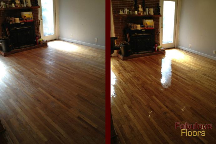 before and after hardwood floor refinishing in san marcos, ca