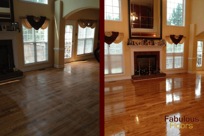 before and after hardwood refinishing service in alpine, ca